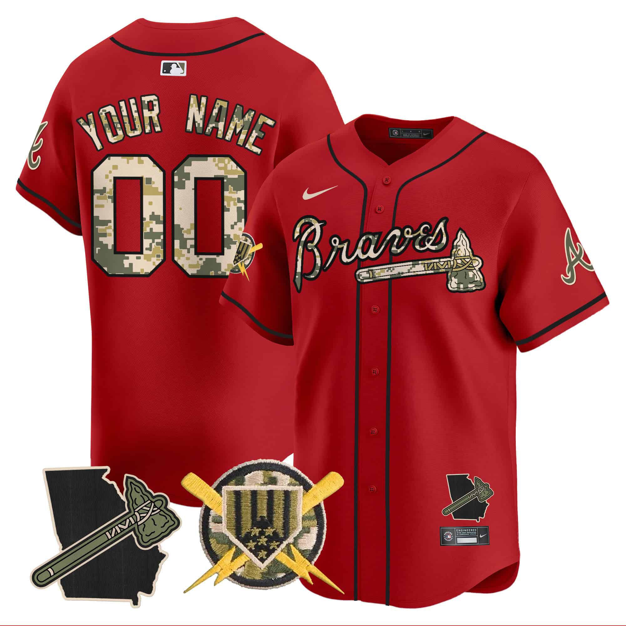 Men Atlanta Braves Red Nike 2024 Armed Forces Day Vapor Premier Limited Custom MLB Jersey->customized mlb jersey->Custom Jersey